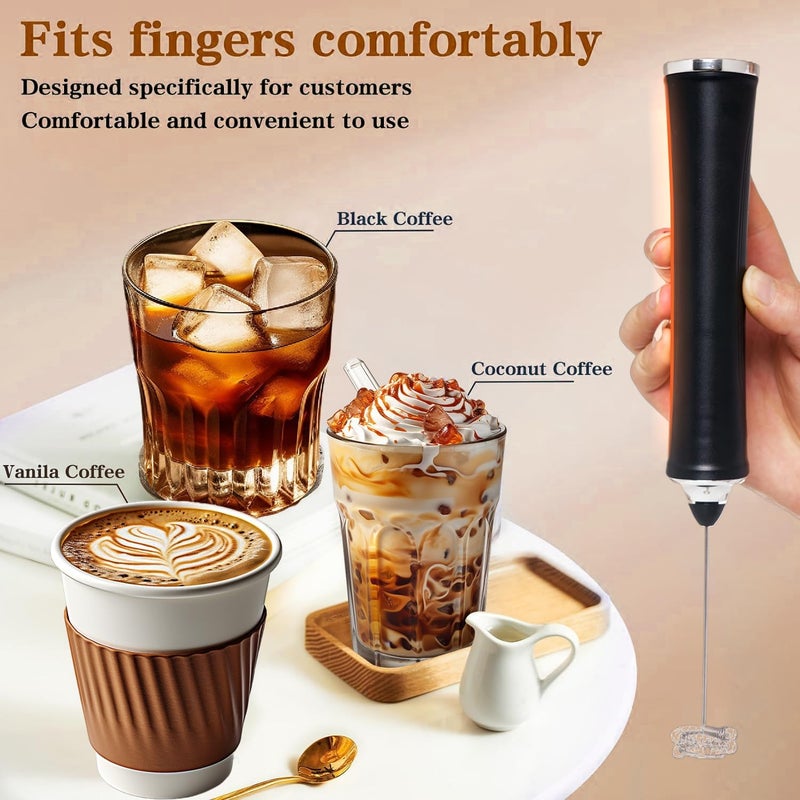 Dejaf Rechargeable Milk Frother Handheld For Coffee,3 Speeds Frother Wand With Stand, Batidora De Mano Electrica,Coffee Frother With 2 Heads,Drink Mixer Electric Handheld,Kitchen Essentials(Black) - Image 4